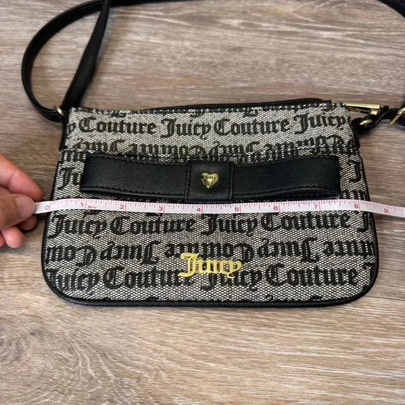 Juicy Couture Peek A Bow crossbody bag Black Gray Gold Tone hardware - Picture 4 of 14
